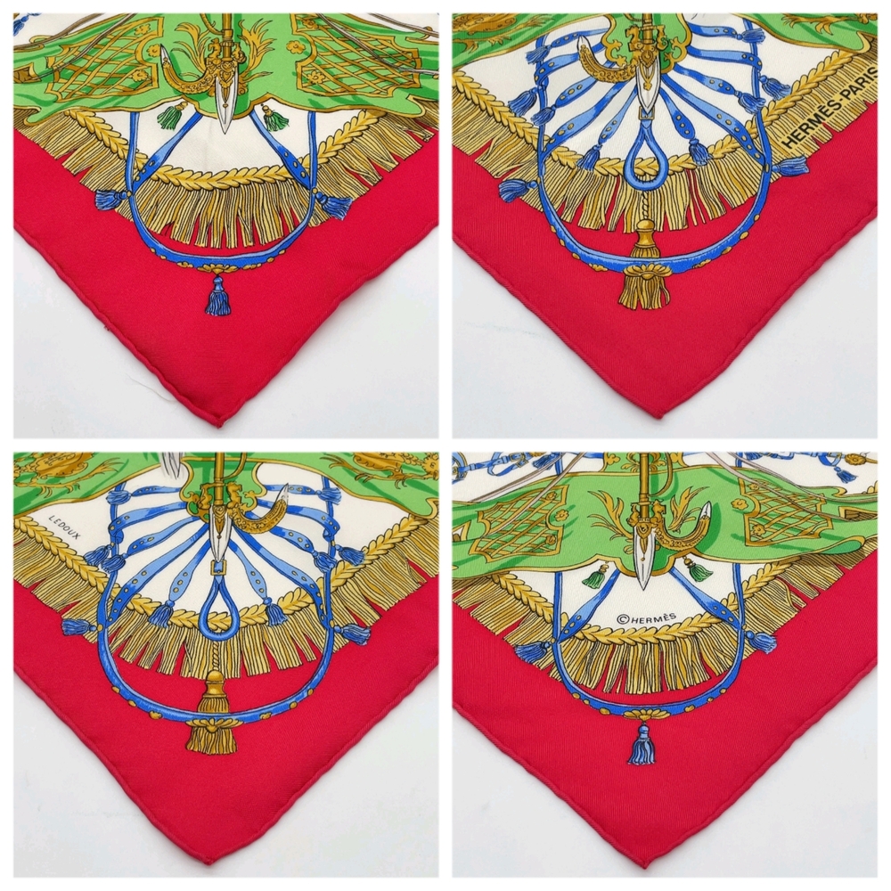 SALE! Authentic Hermes Carre 90 Caparacon Vtg Red/Multicolor Silk Scarf W Box - Picture 5 of 11